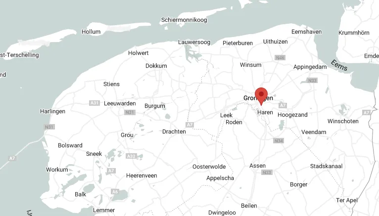 Kaart van het werkgebied rond Groningen